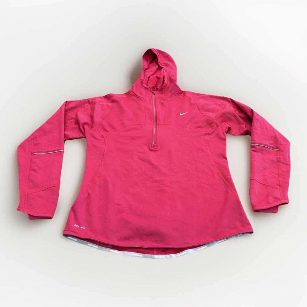 Nike Womens Pink Running Hoodie 1/2 Zip Pullover Sweatshirt Size M 453363-639